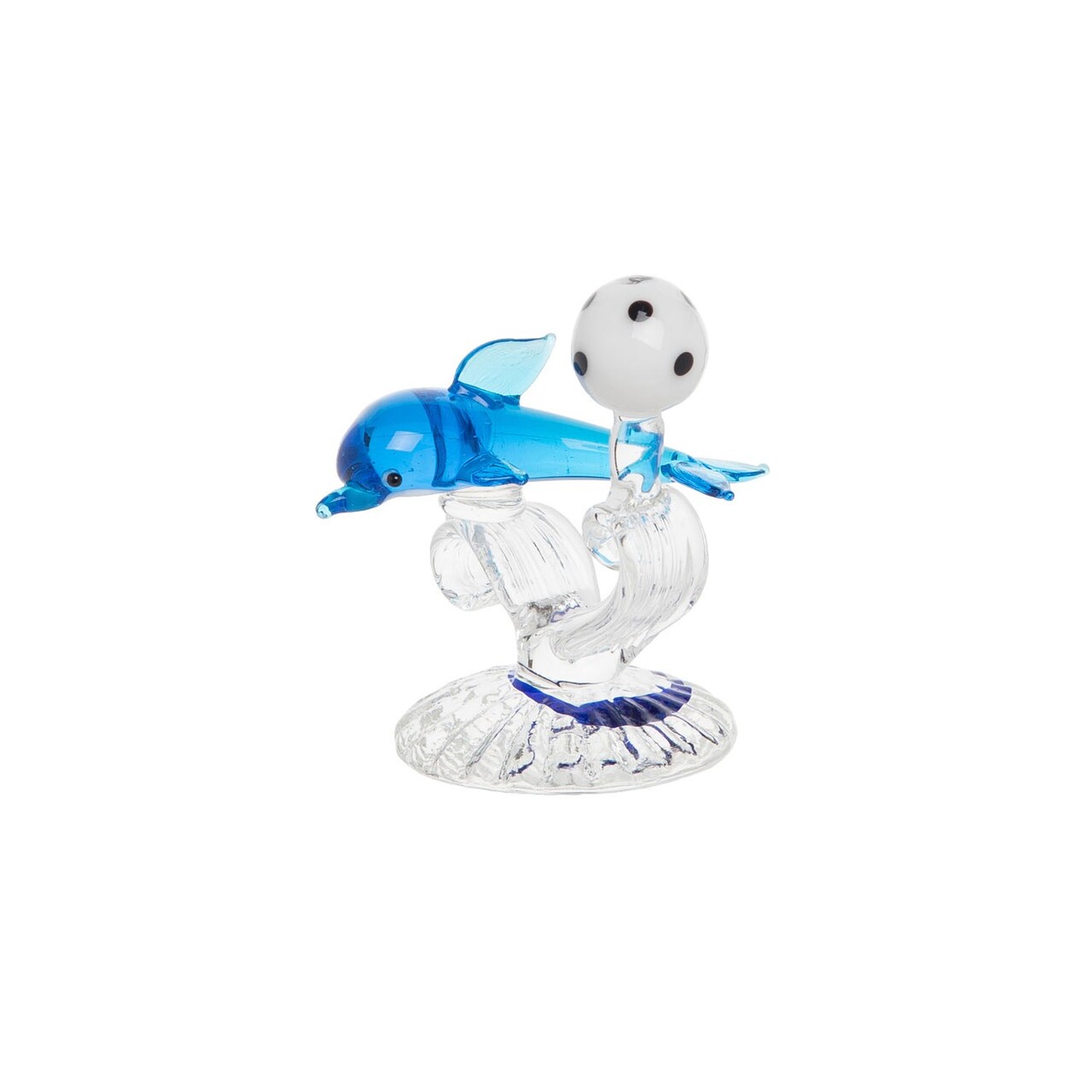 Playful Dolphin Mini Glass Art Figure Figurine Home Decor Beach Coastal Ocean Sea Life 1.81 X 1.81 X 2.36